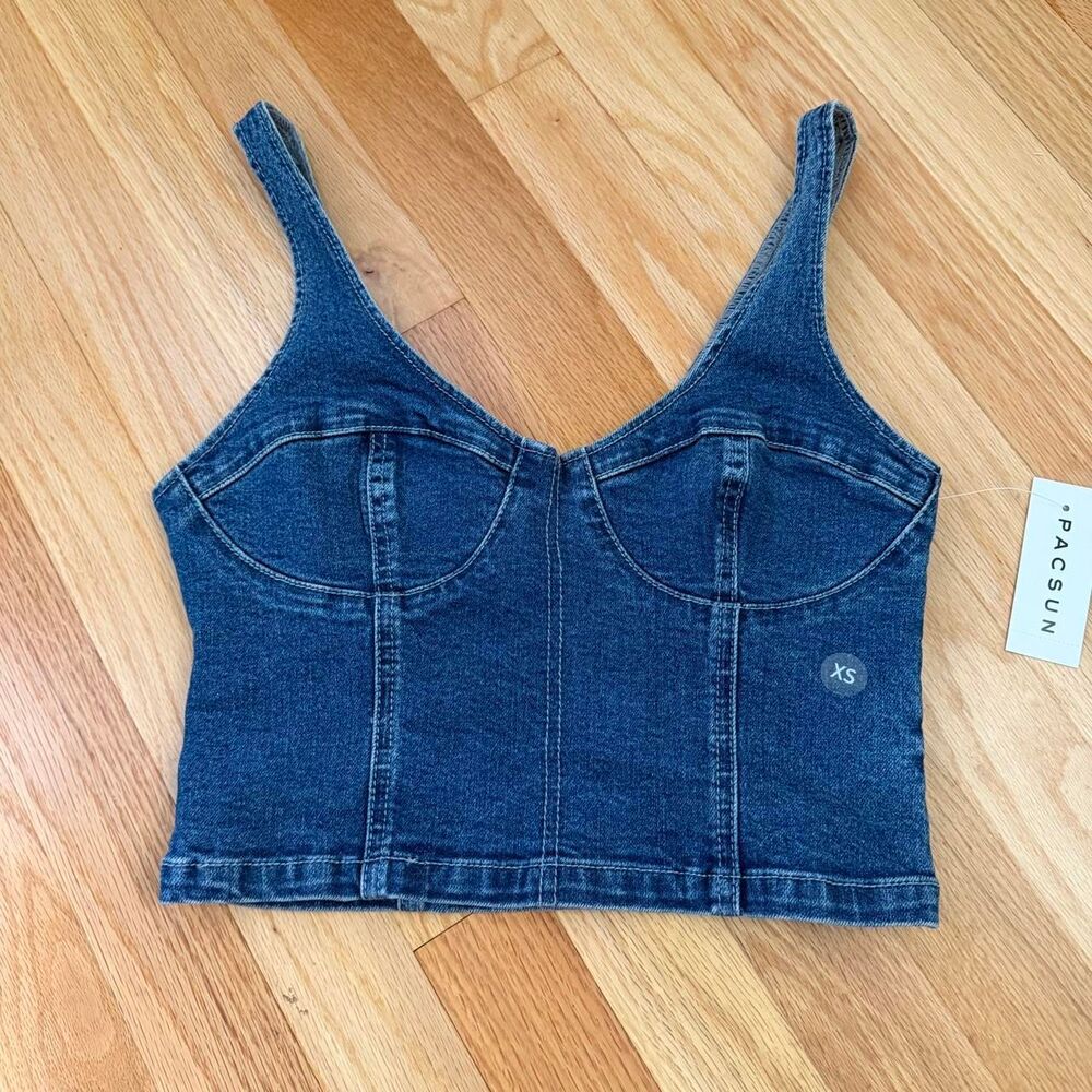 Pacsun Posey Denim Corset Top in Medium Indigo size XS NWT